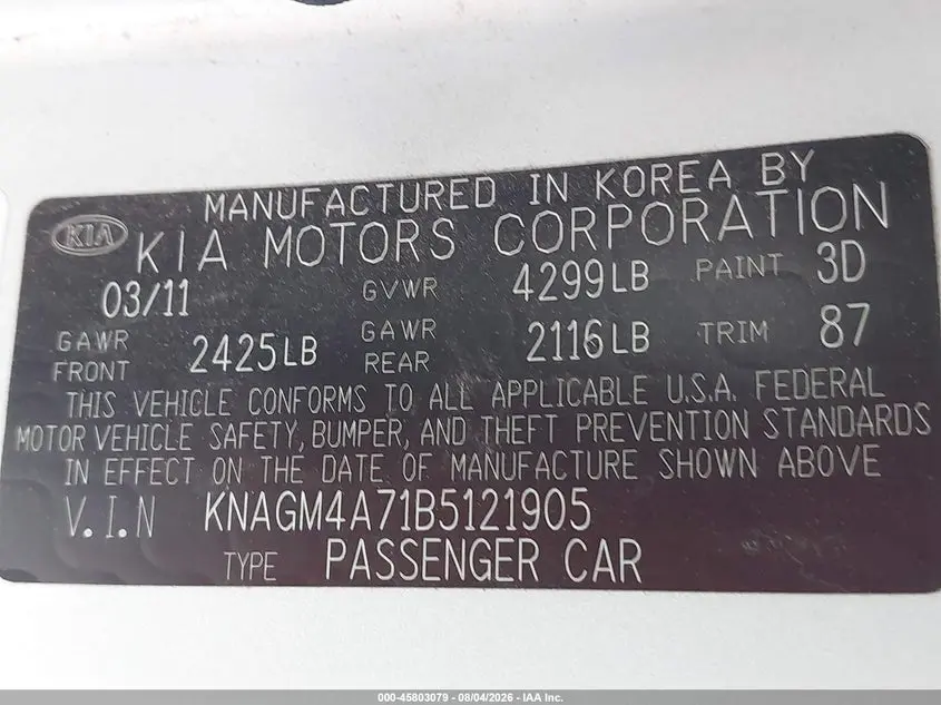 2011 KIA OPTIMA LX