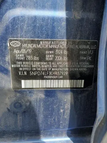 2019 HYUNDAI ELANTRA SE  