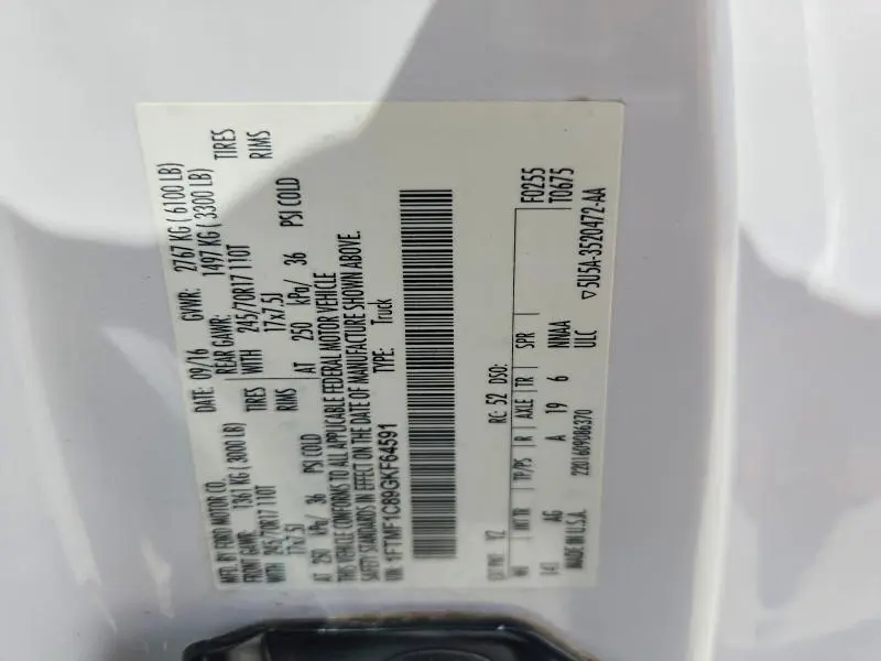 2016 FORD F150   