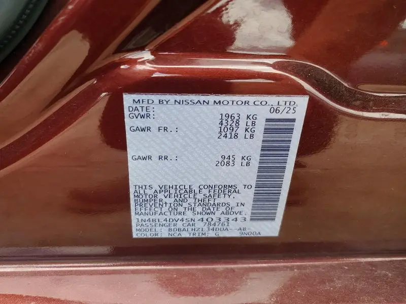 2025 NISSAN ALTIMA SV  