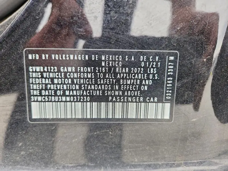 2021 VOLKSWAGEN JETTA S  