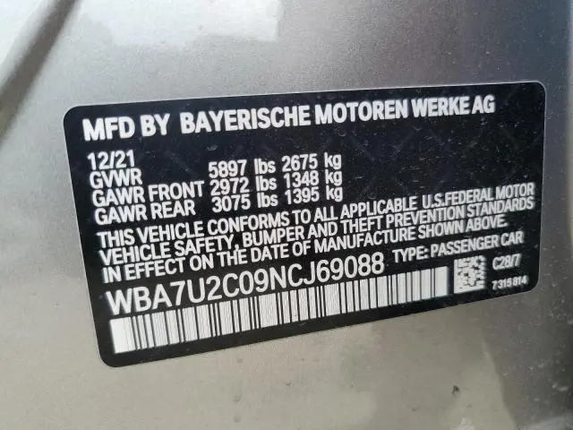 2022 BMW 750 XI  