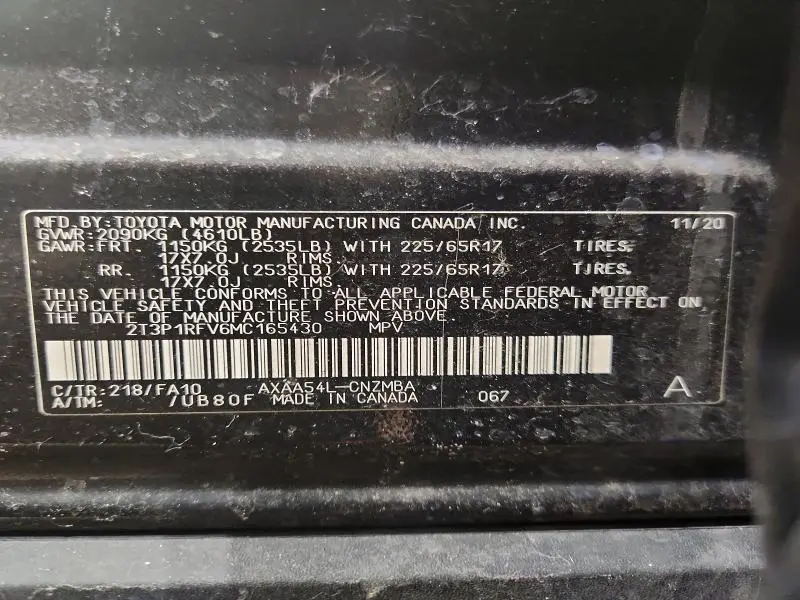 2021 TOYOTA RAV4 XLE  