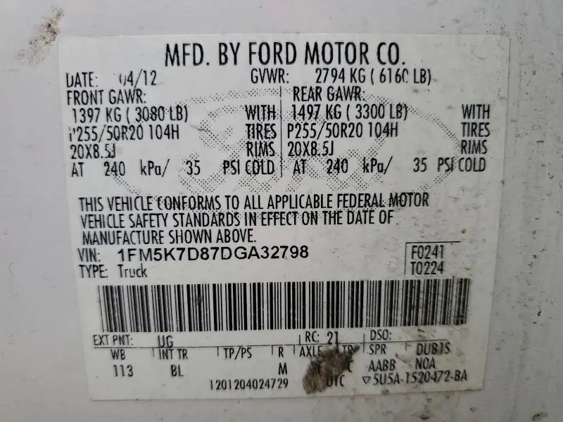 2013 FORD EXPLORER XLT  