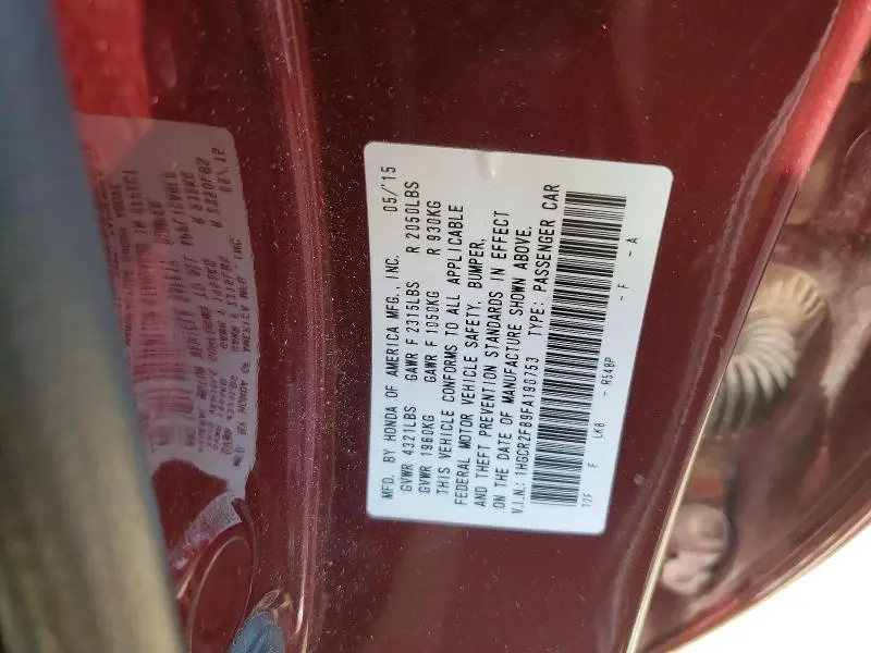 2015 HONDA ACCORD EXL  