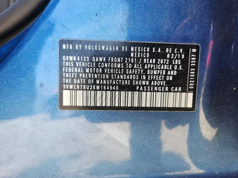 2019 VOLKSWAGEN JETTA S  