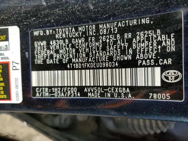 2014 TOYOTA CAMRY HYBRID  