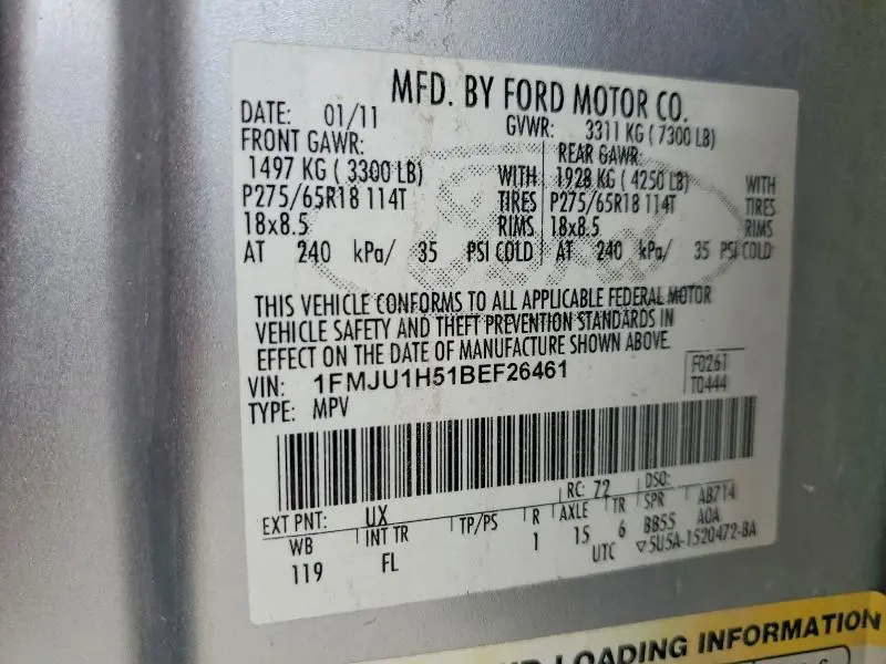 2011 FORD EXPEDITION XLT  