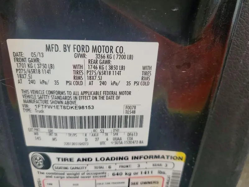 2013 FORD F150 SUPERCREW  