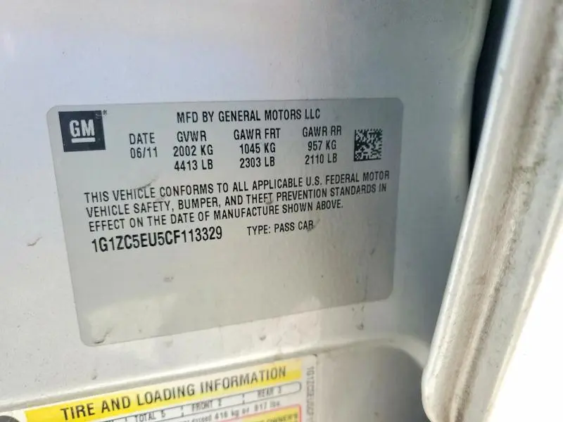 2012 CHEVROLET MALIBU 1LT  