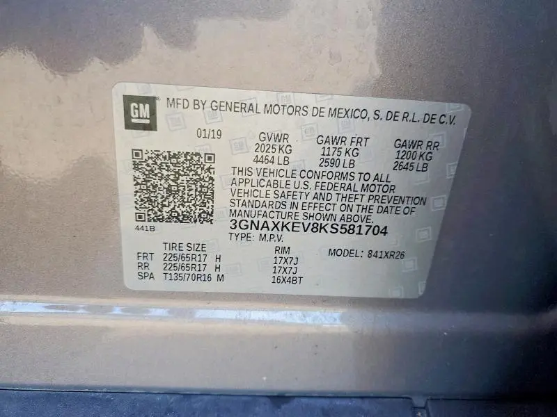 2019 CHEVROLET EQUINOX LT  