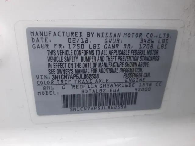 2018 NISSAN VERSA S