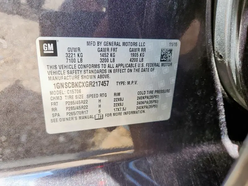 2016 CHEVROLET TAHOE C1500 LT  