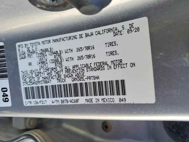 2021 TOYOTA TACOMA DOUBLE CAB  