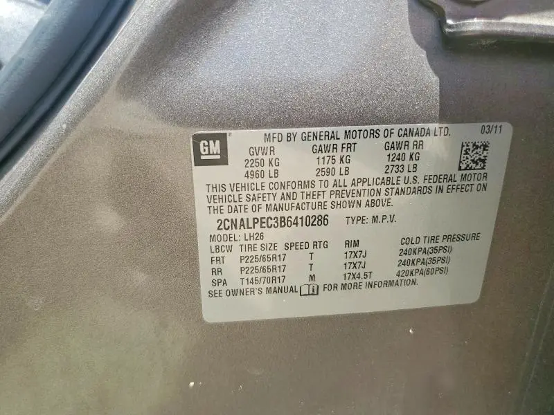 2011 CHEVROLET EQUINOX LT  