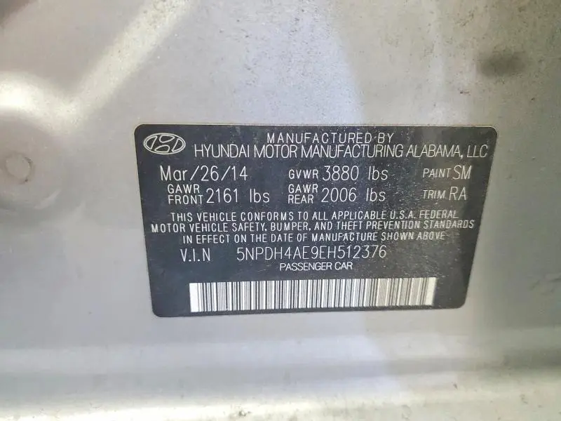2014 HYUNDAI ELANTRA SE  