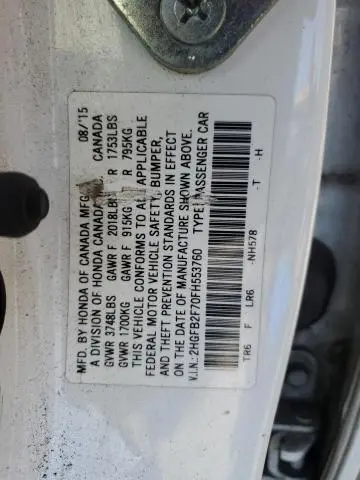2015 HONDA CIVIC SE  