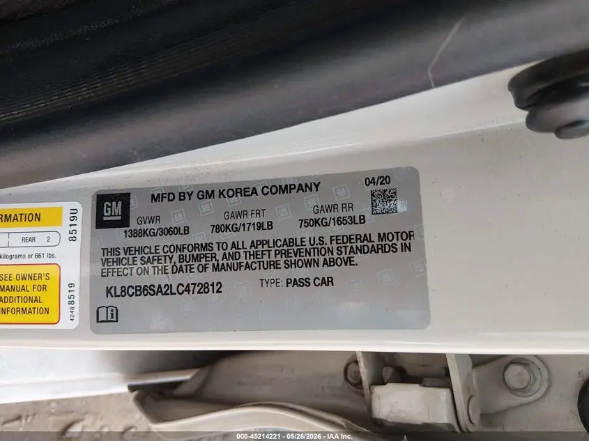 2020 CHEVROLET SPARK FWD LS AUTOMATIC