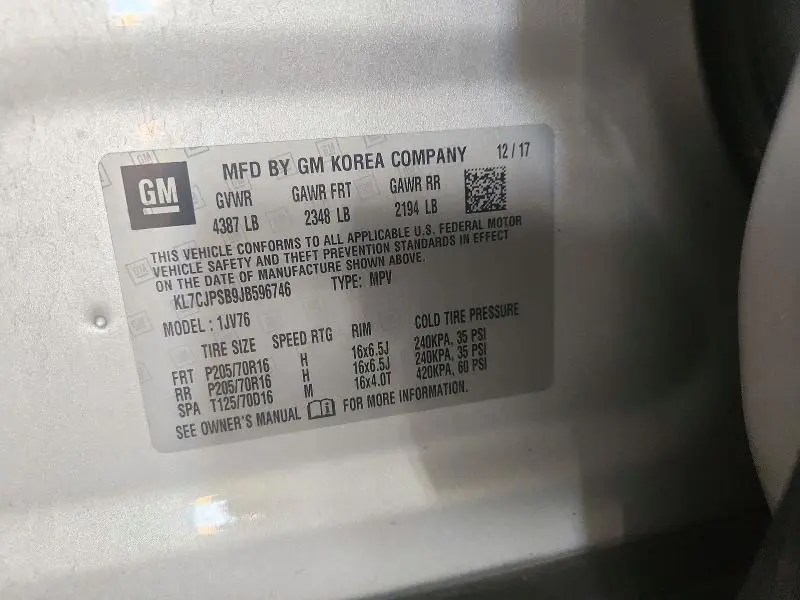 2018 CHEVROLET TRAX 1LT  