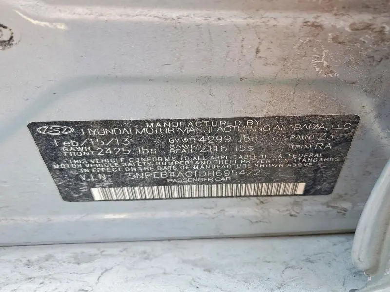 2013 HYUNDAI SONATA GLS  