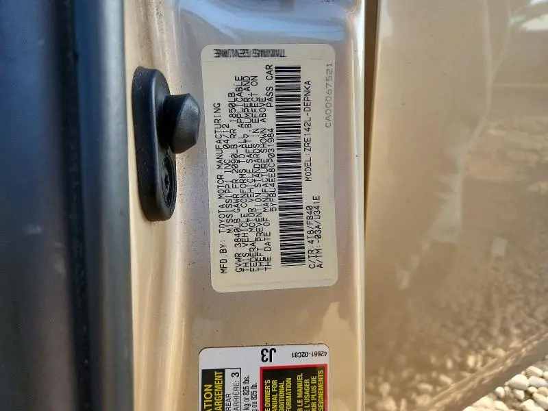 2012 TOYOTA COROLLA LE  