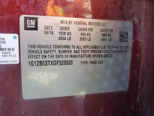 2016 CHEVROLET MALIBU LS  
