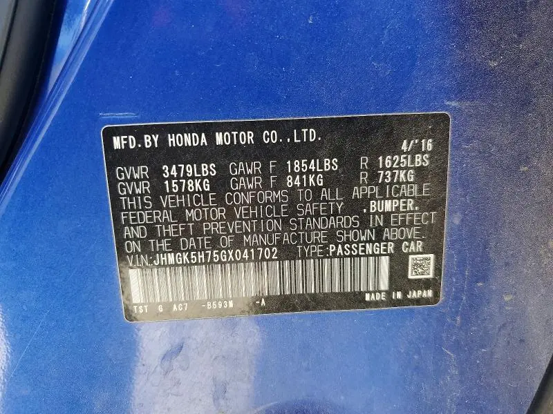 2016 HONDA FIT EX  