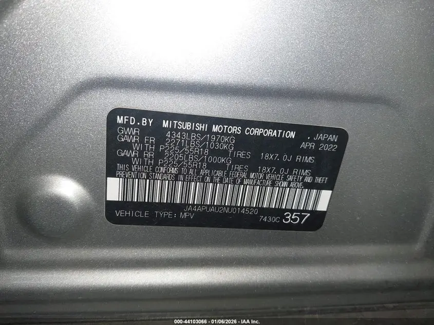 2022 MITSUBISHI OUTLANDER SPORT 2.0 BE 2WD/2.0 ES 2WD/2.0 LE 2WD/2.0 S 2WD