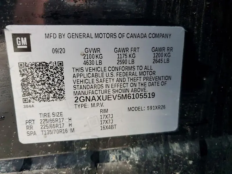 2021 CHEVROLET EQUINOX LT  