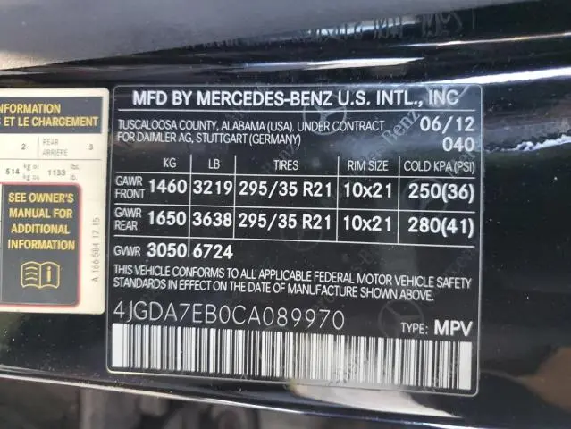 2012 MERCEDES-BENZ ML 63 AMG  