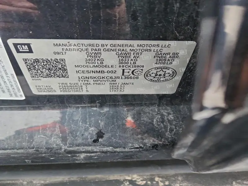 2018 CHEVROLET SUBURBAN K1500 LS  