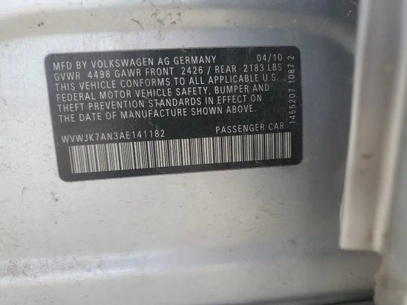 2010 VOLKSWAGEN PASSAT KOMFORT  