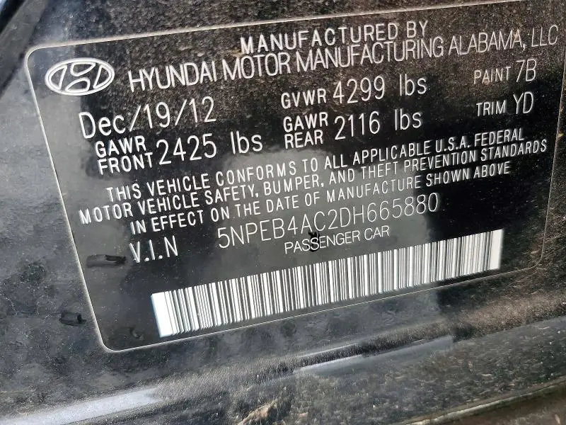 2013 HYUNDAI SONATA GLS  