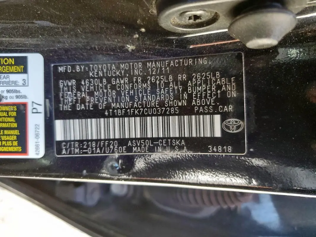 2012 TOYOTA CAMRY BASE  
