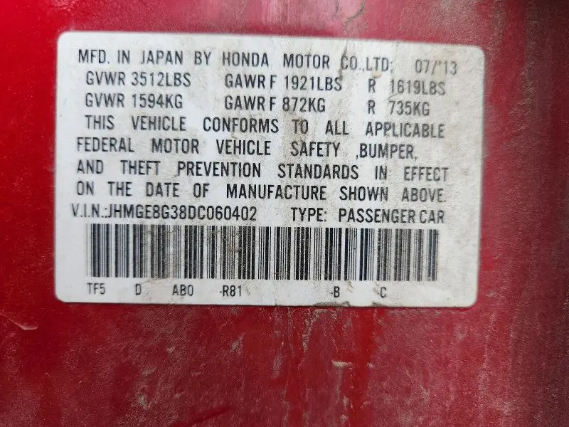 2013 HONDA FIT   