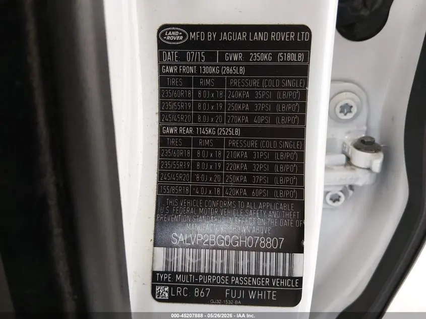 2016 LAND ROVER RANGE ROVER EVOQUE SE/SE PREMIUM