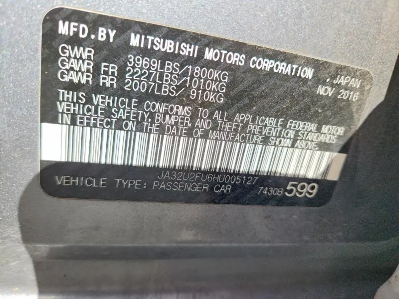 2017 MITSUBISHI LANCER ES  