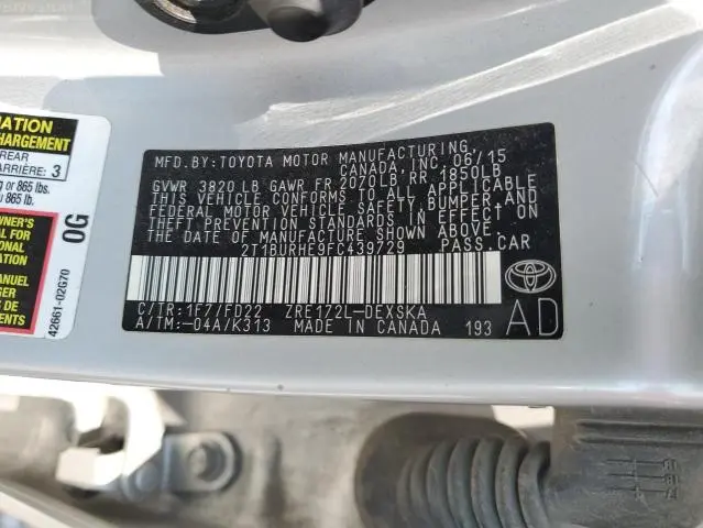 2015 TOYOTA COROLLA L  