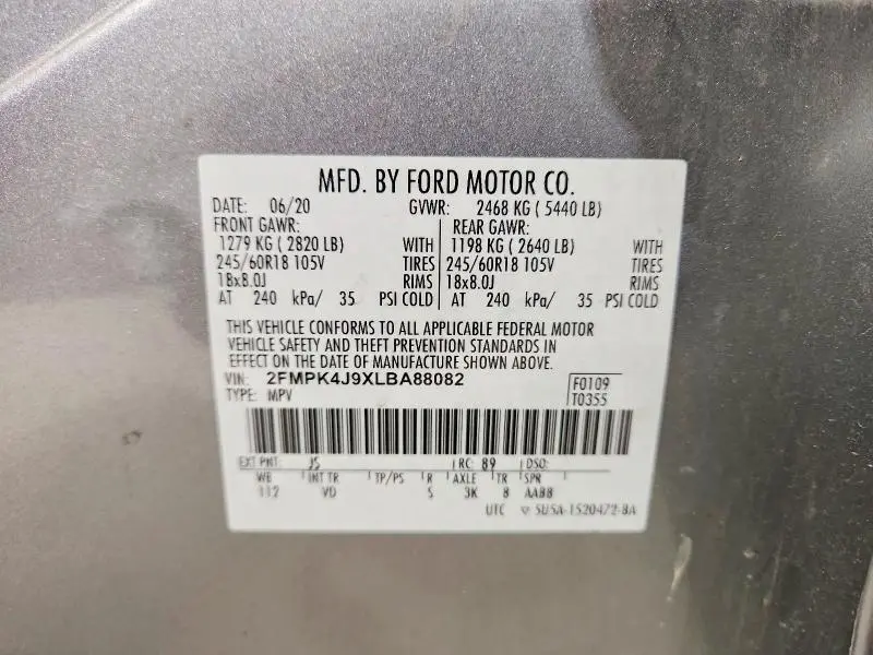 2020 FORD EDGE SEL  