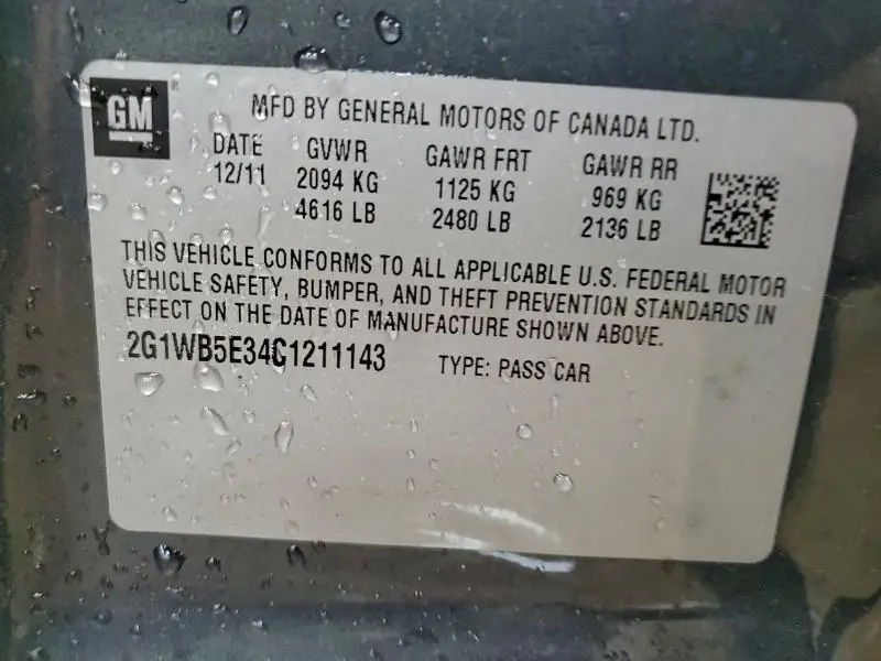 2012 CHEVROLET IMPALA LT  