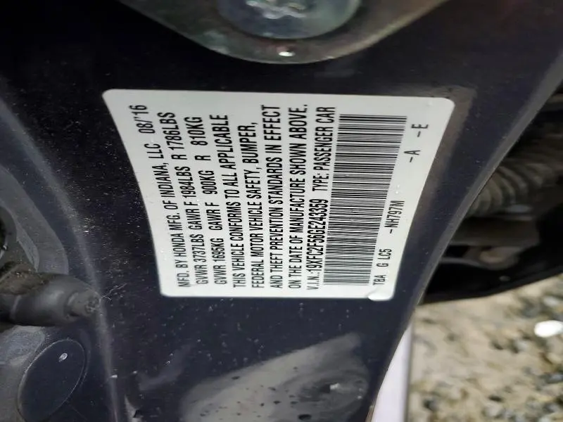 2016 HONDA CIVIC LX  