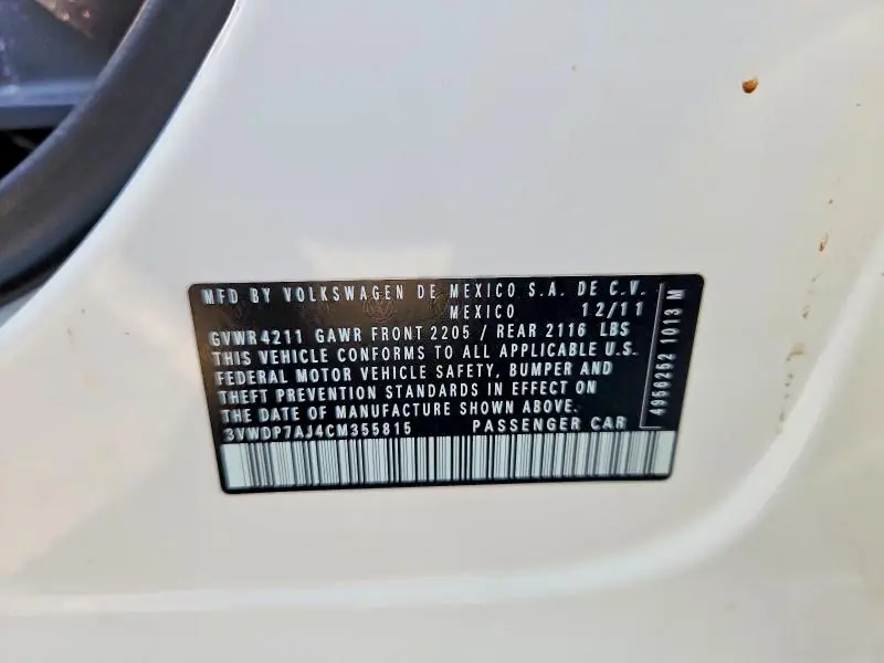 2012 VOLKSWAGEN JETTA SE  