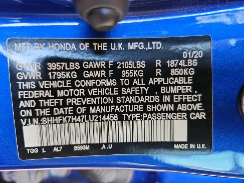 2020 HONDA CIVIC SPORT  