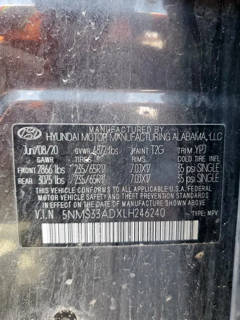 2020 HYUNDAI SANTA FE SEL  