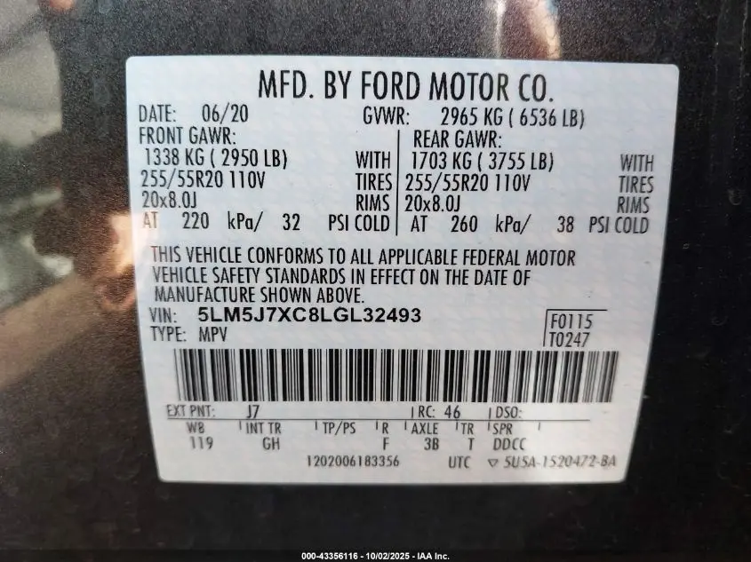 2020 LINCOLN AVIATOR RESERVE