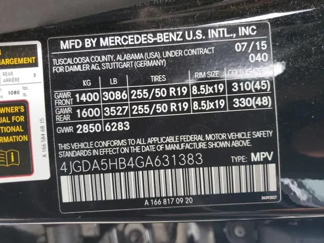 2016 MERCEDES-BENZ GLE 350 4MATIC  