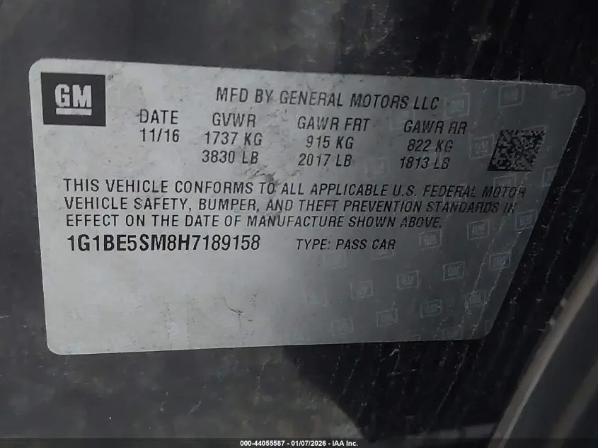 2017 CHEVROLET CRUZE LT AUTO