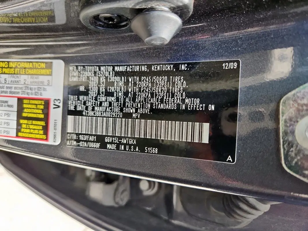 2010 TOYOTA VENZA AWD V6  
