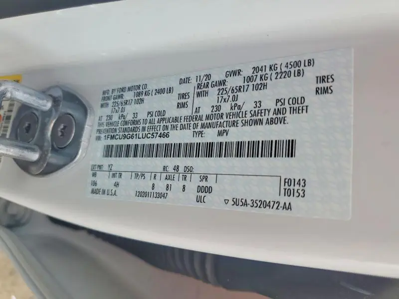 2020 FORD ESCAPE SE  