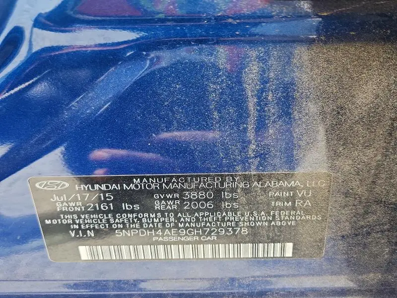 2016 HYUNDAI ELANTRA SE  